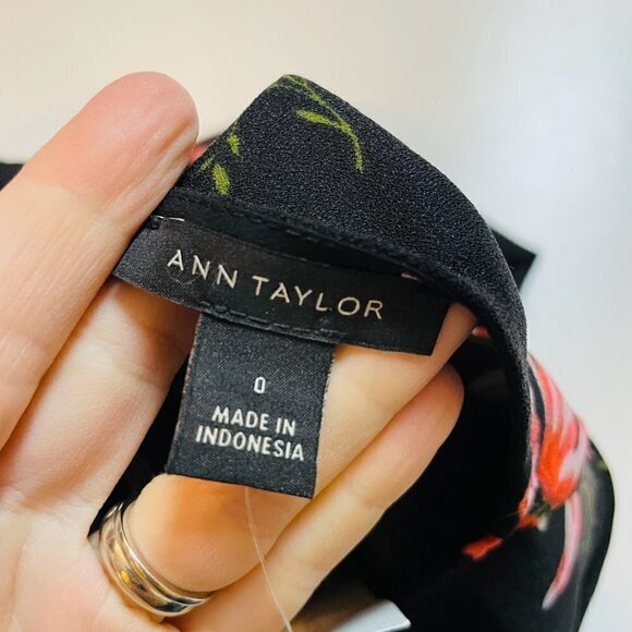 NWT Ann Taylor Dress Black Floral Twist Ruched 3/4 Sleeve Holiday Spring Easter - Picture 6 of 8